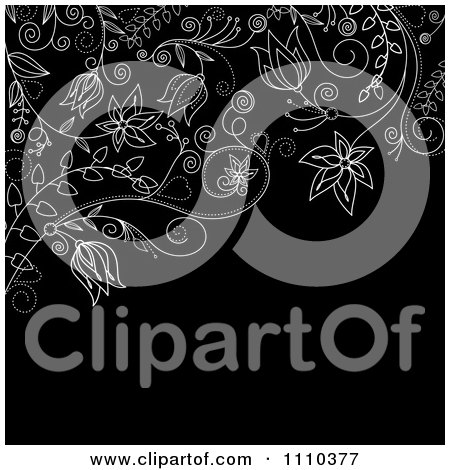 Clipart Black And White Floral Background With Copyspace - Royalty Free Vector Illustration by Vector Tradition SM