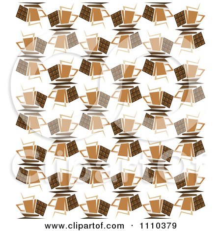 Clipart Seamless Background Pattern Of Chocolate Bars And Coffee Cups - Royalty Free Vector Illustration by Vector Tradition SM