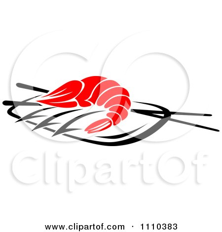 Clipart Shrimp Served On A Plate With Chopsticks - Royalty Free Vector Illustration by Vector Tradition SM