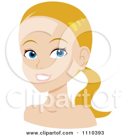 Clipart Happy Blond Woman With Her Hair In A Pony Tail - Royalty Free Vector Illustration by Rosie Piter