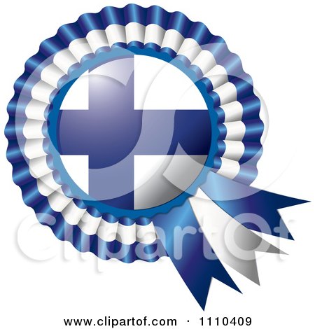 Clipart Shiny Finland Flag Rosette Bowknots Medal Award - Royalty Free Vector Illustration by MilsiArt
