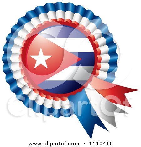 Clipart Shiny Cuban Flag Rosette Bowknots Medal Award - Royalty Free Vector Illustration by MilsiArt