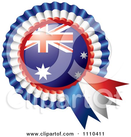 Clipart Shiny Australian Flag Rosette Bowknots Medal Award - Royalty Free Vector Illustration by MilsiArt
