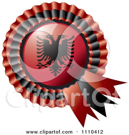 Clipart Shiny Albanian Flag Rosette Bowknots Medal Award - Royalty Free Vector Illustration by MilsiArt