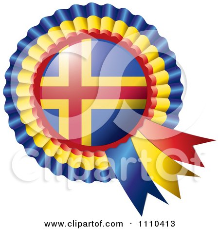 Clipart Shiny Aland Flag Rosette Bowknots Medal Award - Royalty Free Vector Illustration by MilsiArt