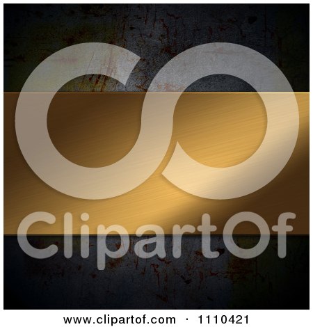 Clipart 3d Gold Plaque Over Grungy Concrete - Royalty Free CGI Illustration by KJ Pargeter
