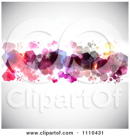 Clipart Colorful Transparent Hexagons Floating With Copyspace On Shaded Gray - Royalty Free Vector Illustration by KJ Pargeter