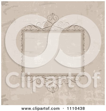 Clipart Vintage Ornate Frame With Grunge - Royalty Free Vector Illustration by KJ Pargeter