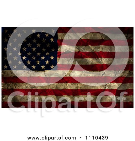 Clipart Dark Grungy Rippled American Flag - Royalty Free CGI Illustration by KJ Pargeter