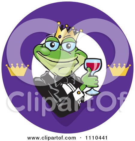 Clipart Frog Prince With Red Wine Logo - Royalty Free Vector Illustration by Dennis Holmes Designs
