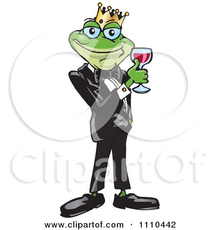 Clipart Frog Prince With Red Wine - Royalty Free Vector Illustration by Dennis Holmes Designs