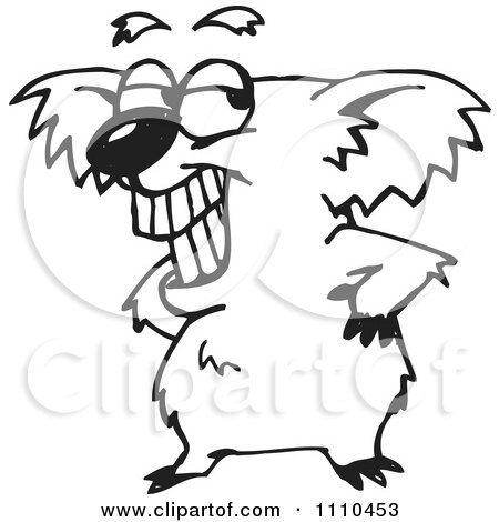 Clipart Black And White Aussie Koala Grinning - Royalty Free Vector Illustration by Dennis Holmes Designs
