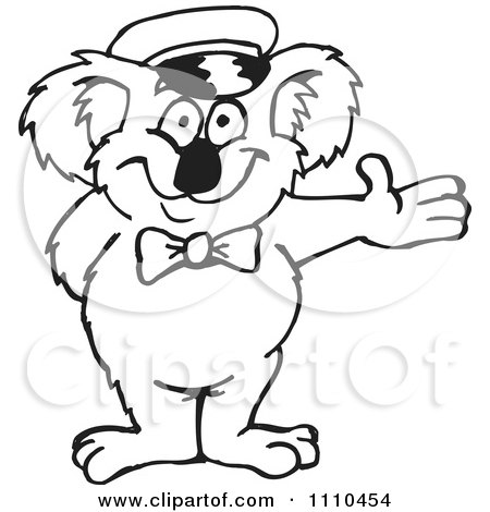 Clipart Black And White Aussie Koala Chauffer - Royalty Free Vector Illustration by Dennis Holmes Designs