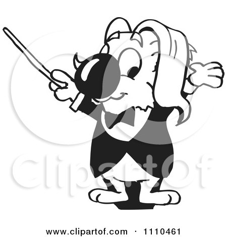Clipart Black And White Aussie Koala Conductor Waving A Baton - Royalty Free Vector Illustration by Dennis Holmes Designs