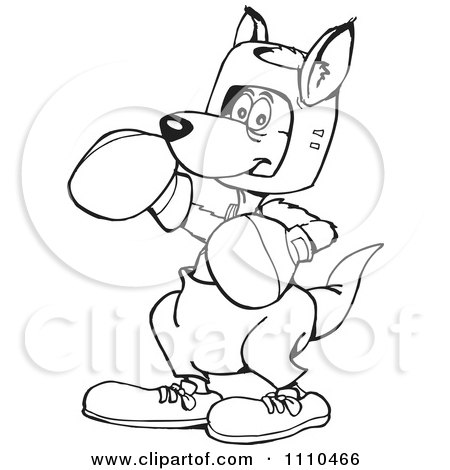 Clipart Black And White Aussie Kangaroo Boxing 1 - Royalty Free Vector Illustration by Dennis Holmes Designs