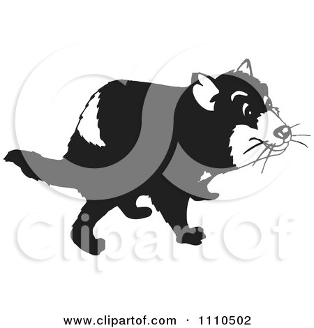 Clipart Black And White Tasmanian Devil - Royalty Free Vector Illustration by Dennis Holmes Designs