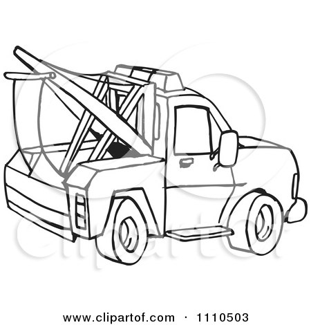 Clipart Black And White Towing Truck - Royalty Free Vector Illustration by Dennis Holmes Designs