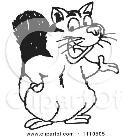 Clipart Black And White Possum Presenting - Royalty Free Vector Illustration by Dennis Holmes Designs