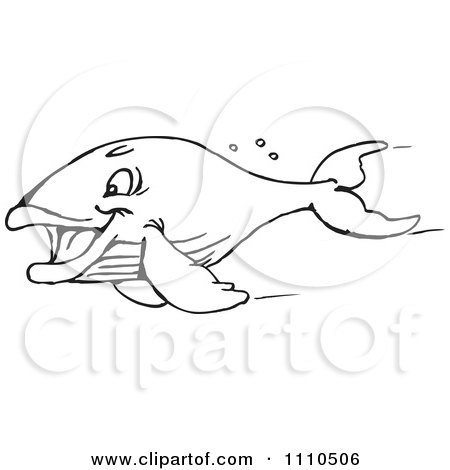 Clipart Black And White Fast Whale - Royalty Free Vector Illustration by Dennis Holmes Designs