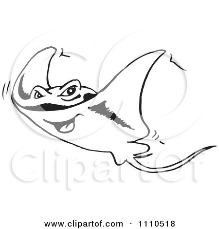 Clipart Black And White Sting Ray - Royalty Free Vector Illustration by Dennis Holmes Designs