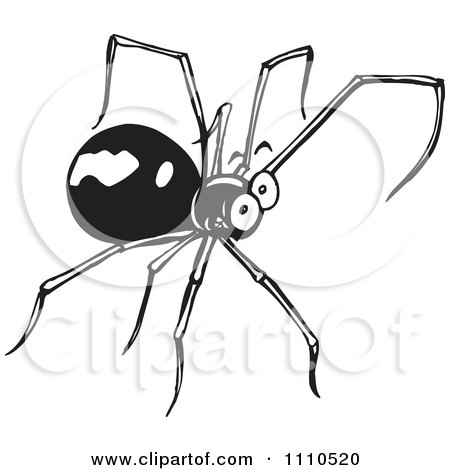 Clipart Black And White Spider - Royalty Free Vector Illustration by Dennis Holmes Designs