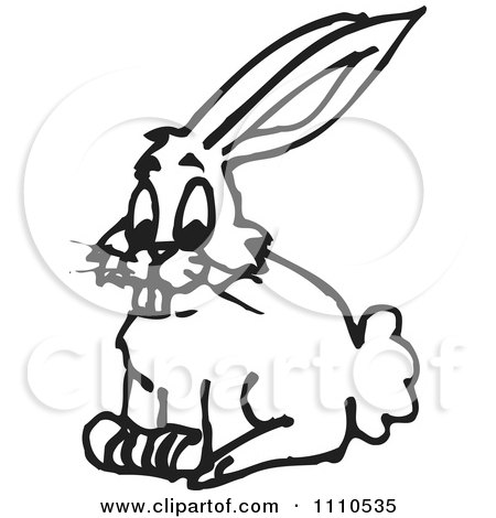 Clipart Black And White Rabbit - Royalty Free Vector Illustration by Dennis Holmes Designs