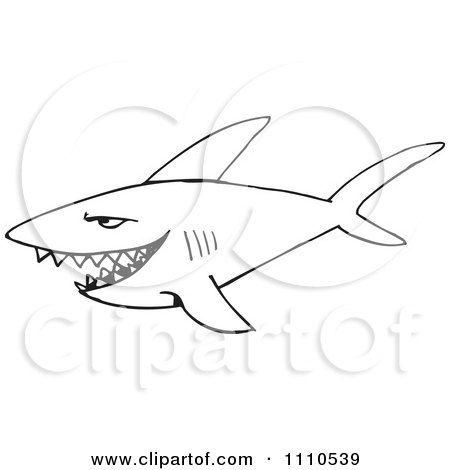 Clipart Black And White Shark 2 - Royalty Free Vector Illustration by Dennis Holmes Designs