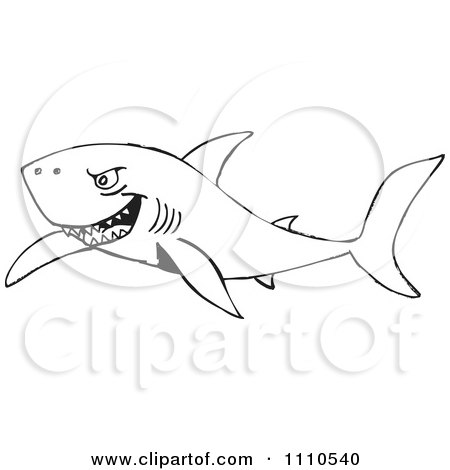 Clipart Black And White Shark 1 - Royalty Free Vector Illustration by Dennis Holmes Designs