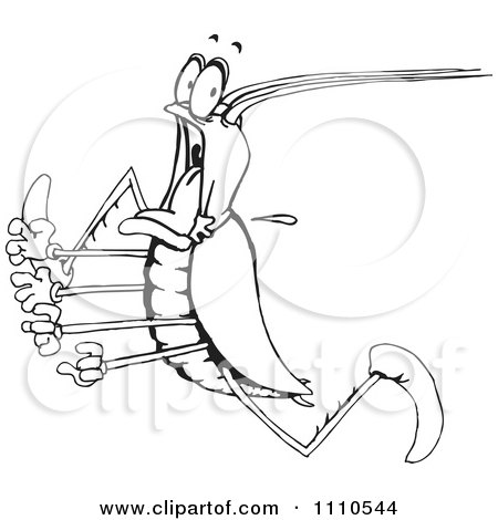 Clipart Black And White Cockroach Running - Royalty Free Vector Illustration by Dennis Holmes Designs