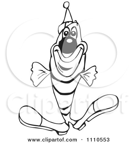 Clipart Black And White Clown Fish 2 - Royalty Free Vector Illustration by Dennis Holmes Designs