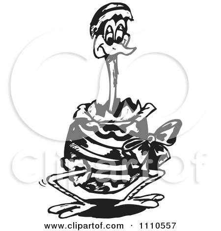 Clipart Black And White Aussie Emu In An Easter Egg - Royalty Free Illustration by Dennis Holmes Designs