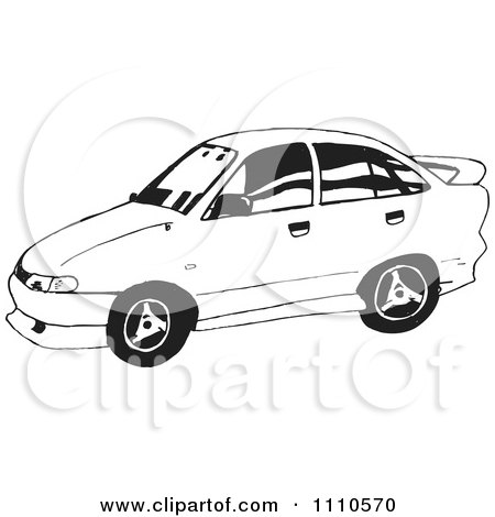 Clipart Black And White Holden Commodore Car - Royalty Free Vector Illustration by Dennis Holmes Designs