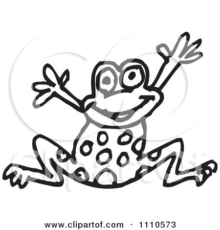 Clipart Black And White Frog Jumping - Royalty Free Illustration by Dennis Holmes Designs