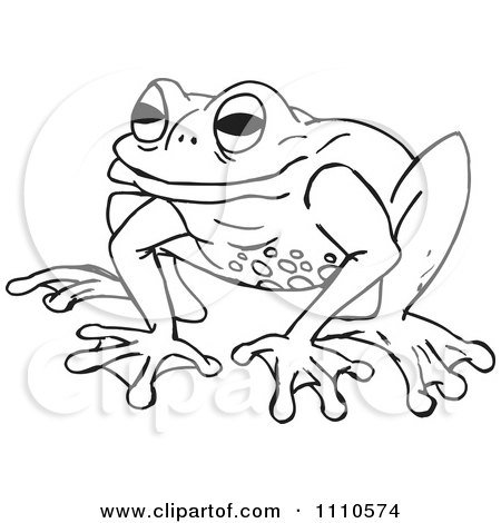 Clipart Black And White Frog - Royalty Free Illustration by Dennis Holmes Designs