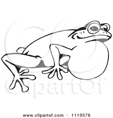 Clipart Black And White Croaking Frog 1 - Royalty Free Illustration by Dennis Holmes Designs