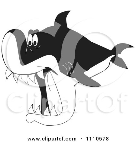 Clipart Black And White Shark 1 - Royalty Free Vector Illustration by Dennis Holmes Designs