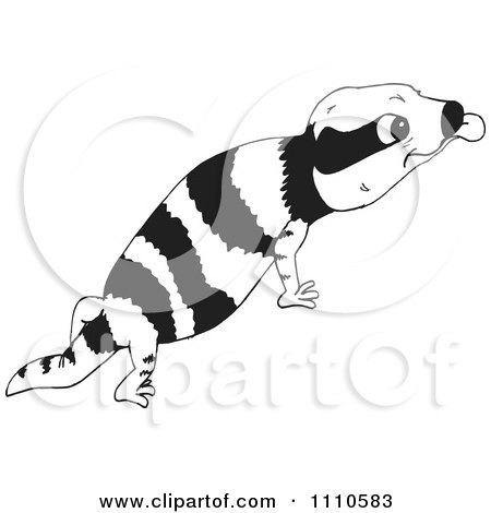 Clipart Black And White Aussie Lizard - Royalty Free Vector Illustration by Dennis Holmes Designs