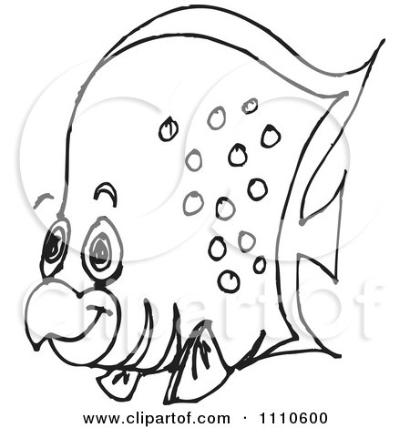 Clipart Black And White Salt Water Marine Fish 2 - Royalty Free Vector Illustration by Dennis Holmes Designs