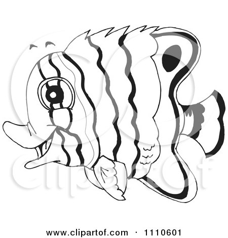 Clipart Black And White Salt Water Marine Fish 3 - Royalty Free Vector Illustration by Dennis Holmes Designs