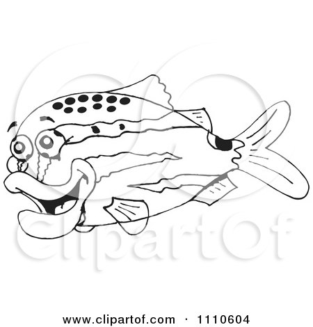 Clipart Black And White Salt Water Marine Fish 7 - Royalty Free Vector Illustration by Dennis Holmes Designs
