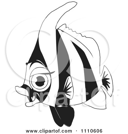 Clipart Black And White Salt Water Marine Fish 4 - Royalty Free Vector Illustration by Dennis Holmes Designs