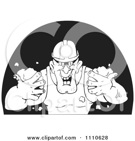 Clipart Black And White Gold Miner - Royalty Free Vector Illustration by Dennis Holmes Designs