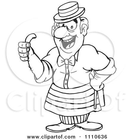 Clipart Black And White Butcher Holding A Thumb Up - Royalty Free Vector Illustration by Dennis Holmes Designs