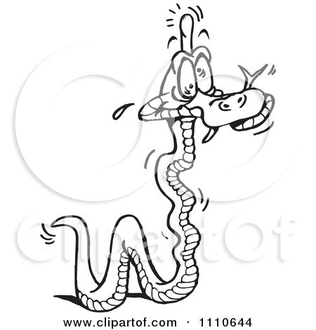 Clipart Black And White Beat Up Snake - Royalty Free Vector Illustration by Dennis Holmes Designs