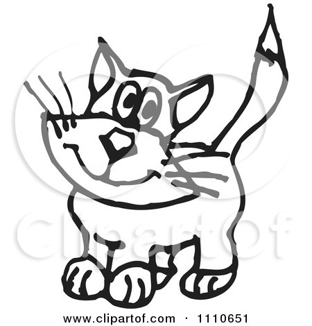 Clipart Black And White Cat - Royalty Free Vector Illustration by Dennis Holmes Designs