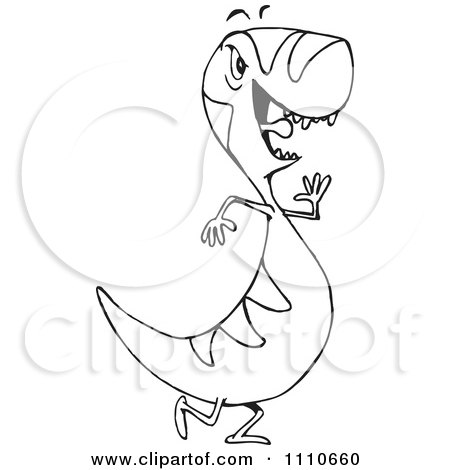 Clipart Black And White Running T Rex - Royalty Free Illustration by Dennis Holmes Designs