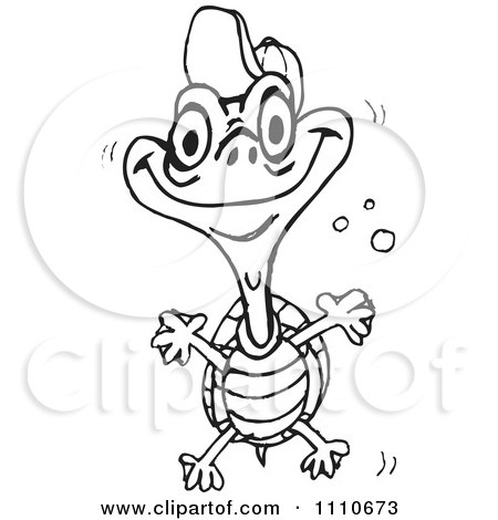 Clipart Black And White Turtle - Royalty Free Vector Illustration by Dennis Holmes Designs
