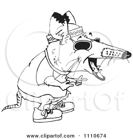 Clipart Black And White Aussie Bandicoot - Royalty Free Vector Illustration by Dennis Holmes Designs