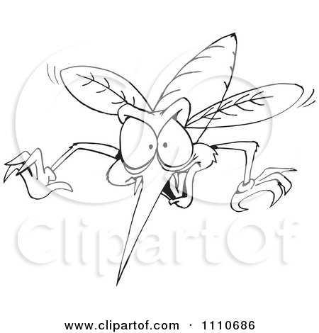 Clipart Black And White Evil Mosquito - Royalty Free Vector Illustration by Dennis Holmes Designs