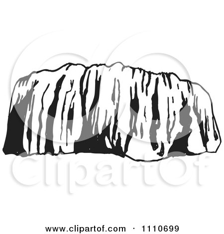 Clipart Black And White Ayers Rock Or Uluru In Australia - Royalty Free Vector Illustration by Dennis Holmes Designs